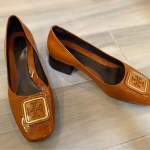 Tory Burch Gigi Block Pumps with Gold Double-T Logo